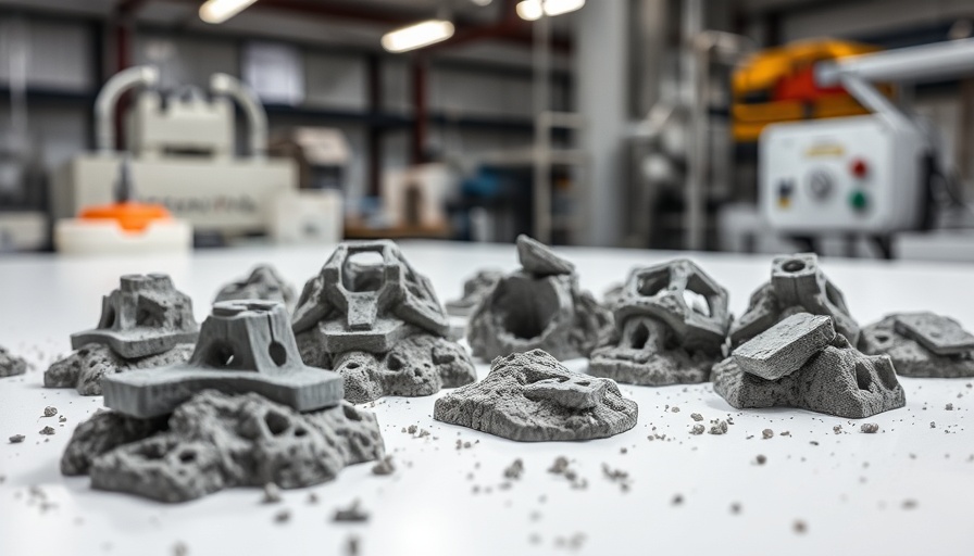 3D-printed lunar regolith structures in a lab setting.