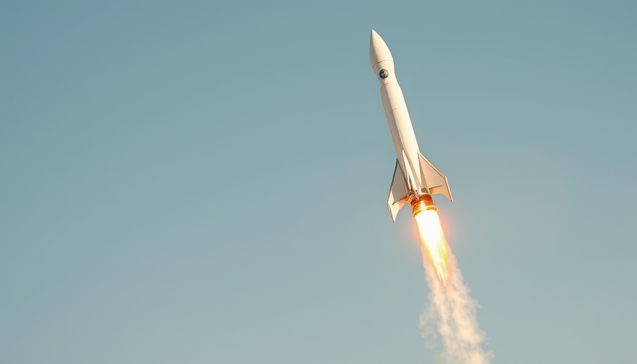 Project Kuiper satellite launch, rocket soaring into clear sky.