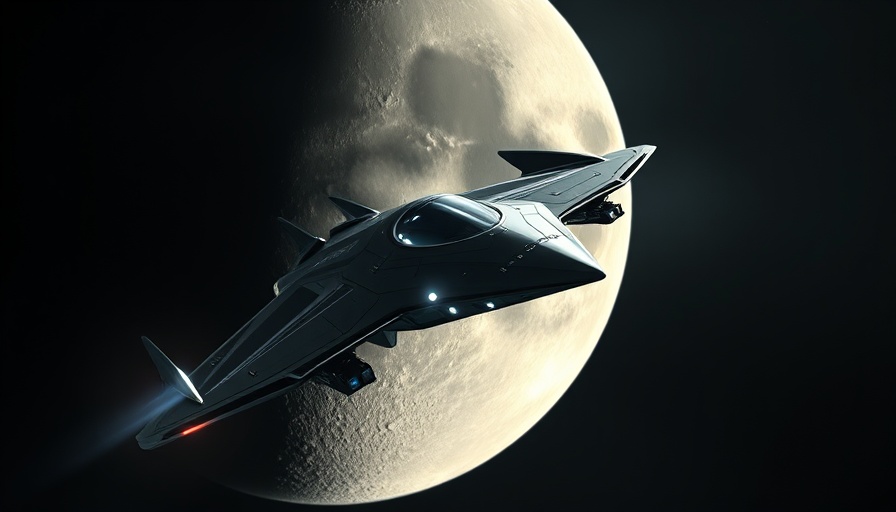 Futuristic spacecraft orbiting the moon for Lunar Trailblazer mission.