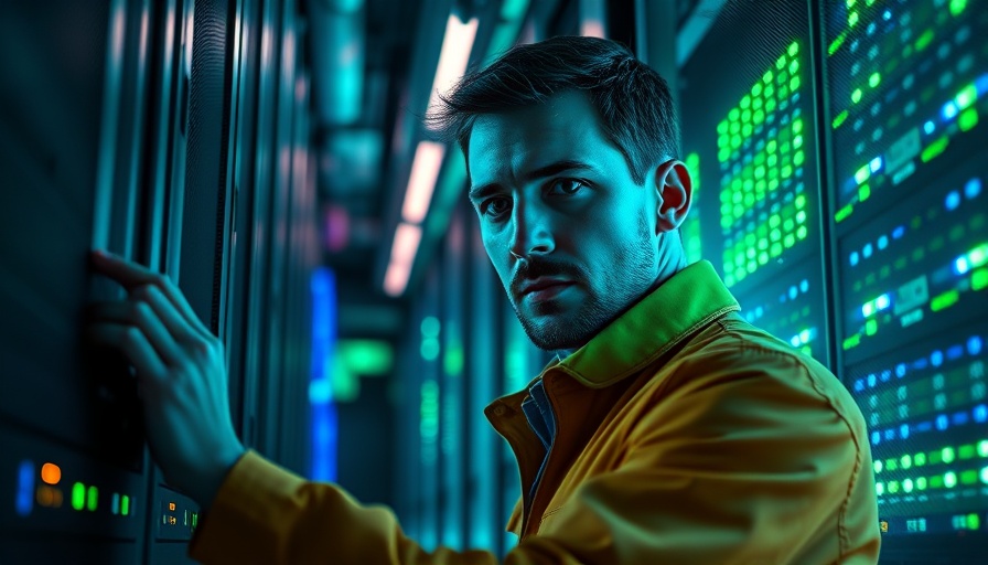Technician in a data center accessing server, open source cybersecurity risks.