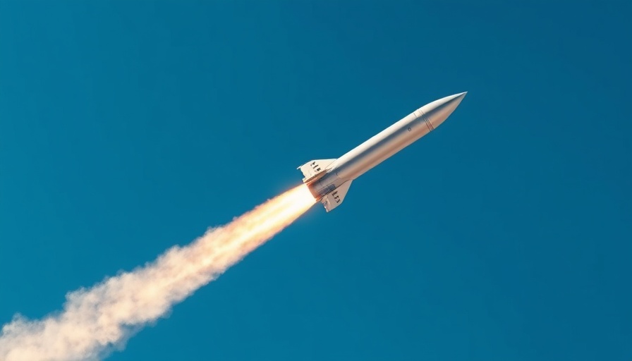 SpaceX rocket launched vertically under blue sky, tracing fiery path.