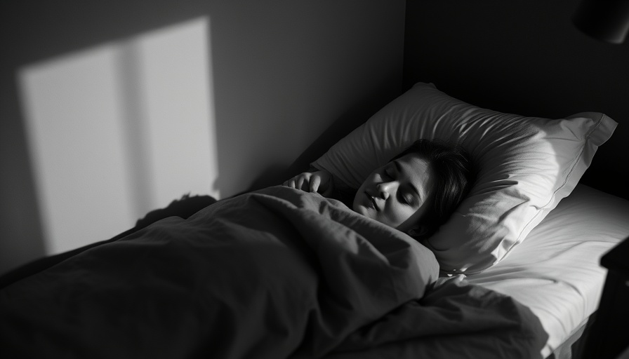 Monochrome photo of a person sleeping in bed, peaceful setting.