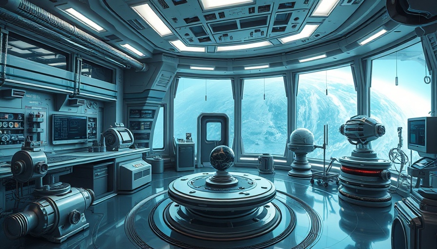 Futuristic lab showcasing space exploration technologies and equipment.