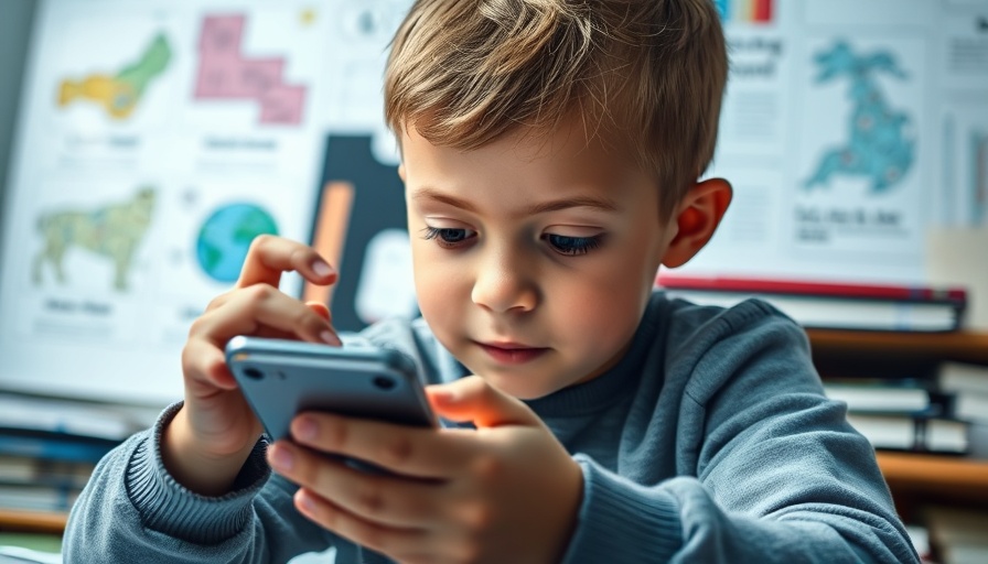 Child using Google Gemini AI Kids Edition on smartphone while studying.