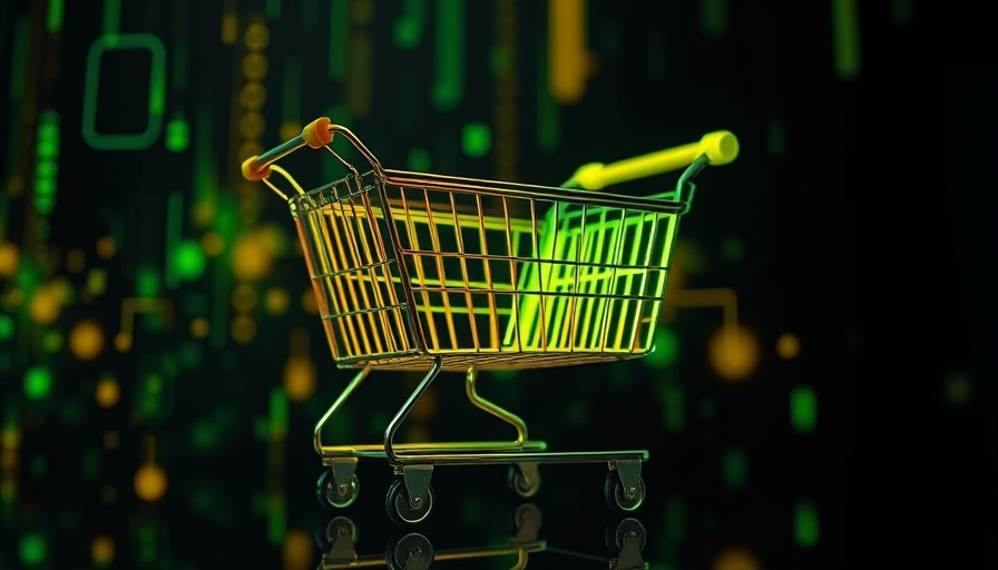 Digital matrix overlay on shopping cart representing Crypto Crime Hub.