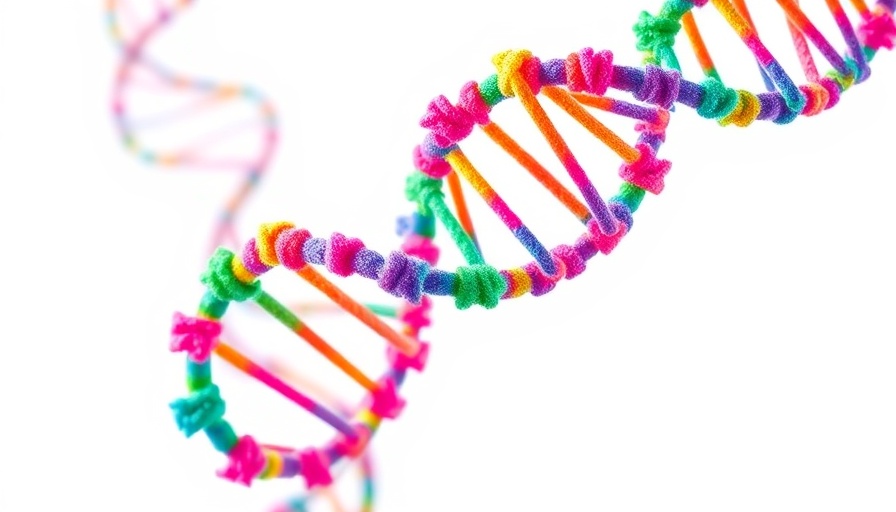 Colorful 3D RNA helix model showcasing intricate structures.