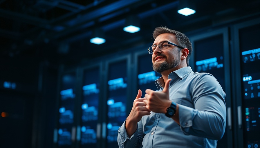 AMD EPYC 4005 Series Enterprise Server Solutions presentation with futuristic backdrop.