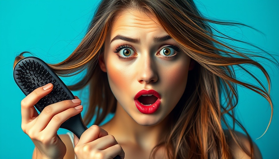 Young woman holds hairbrush with hair loss, Mounjaro hair loss concept.