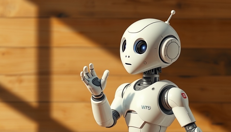 Social robot exploring with curiosity in a wooden environment.