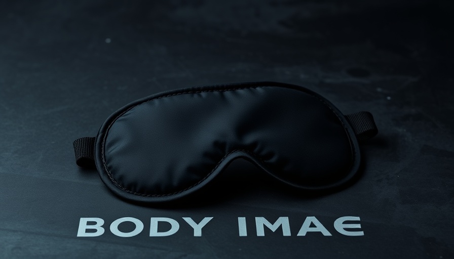 Black sleep mask symbolizing sleep's effect on body image.