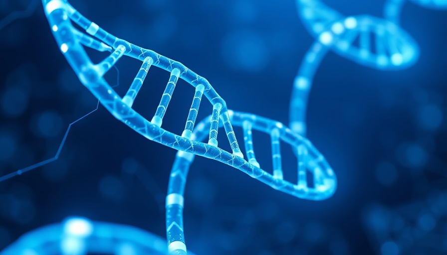 Digital DNA helix with circuit lines representing artificial proteins biotechnology.