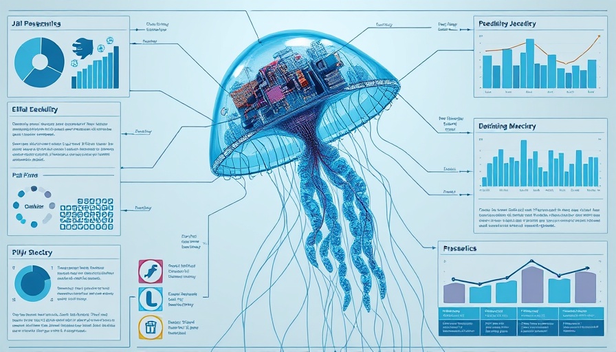 Self-powered jellyfish cyborgs, scientific diagram with tech components.