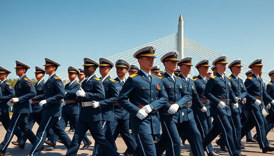 Naval cadets marching under bridge, U.S. Naval Academy DEI reversal.