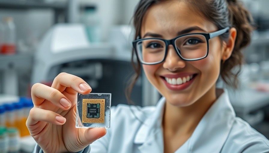 Scientist with vessel-chip for disease research in lab.