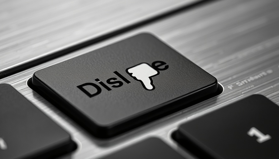 Dislike computer key with thumbs down symbol on keyboard.