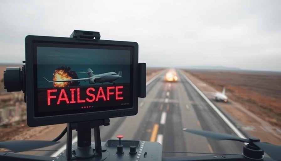 Drone monitor displaying aerial strike in drone warfare.