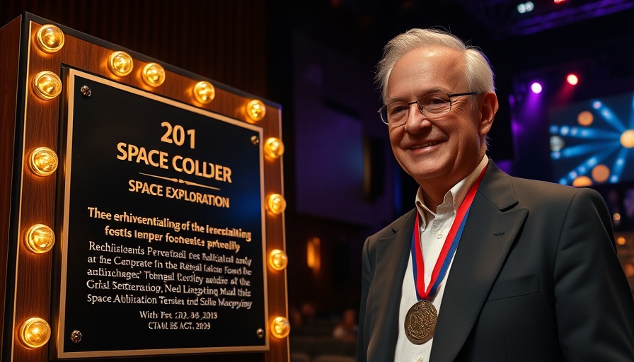 Distinguished man honored for space innovation in vibrant ceremony.