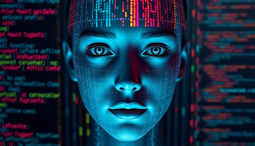 Humanoid face with code overlay represents reasons people avoid using AI.