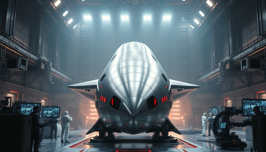 Decommissioning Dragon spacecraft in high-tech hangar, Sci-Fi scene.