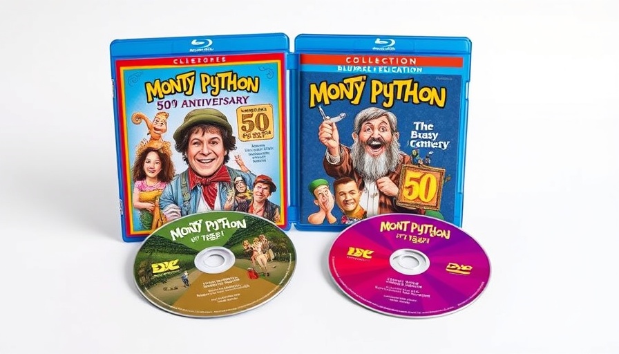 Monty Python 50th anniversary 4K Blu-ray release set with colorful cover.