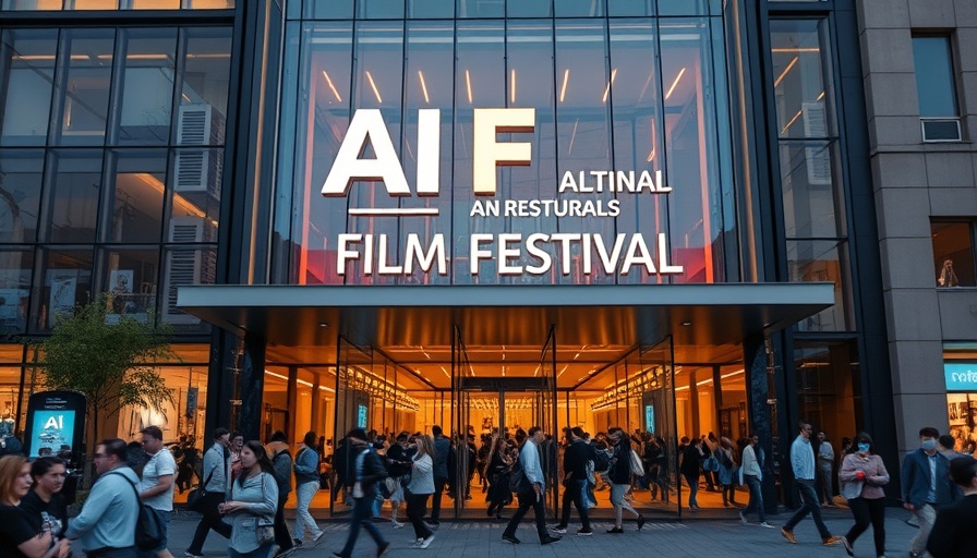 AI Film Festival showcase at a modern venue with evening crowd.