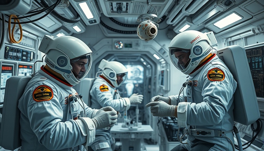 Astronauts working on experiments in space laboratory, space observation and innovation.