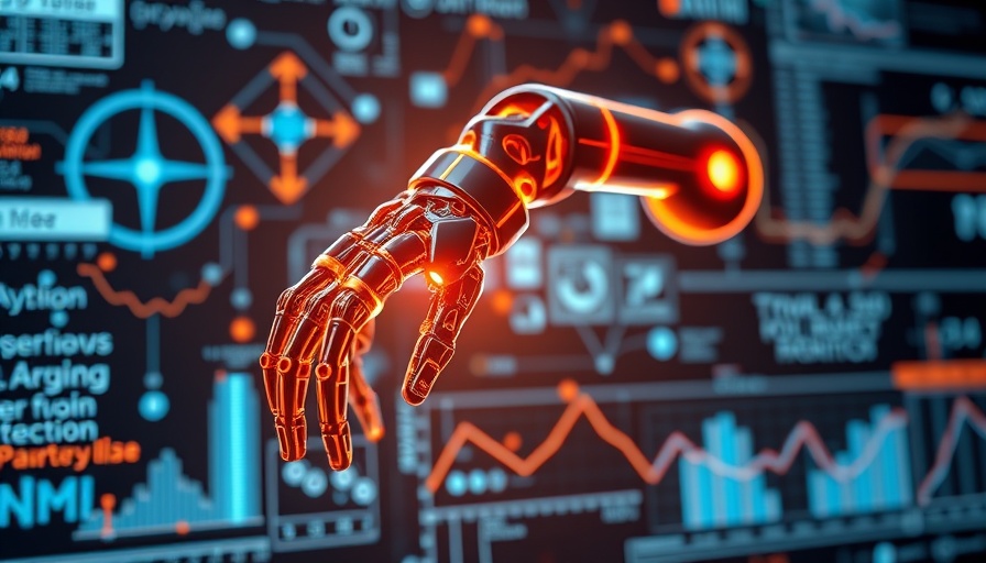 AI and robotics fusion illustrated in a technical diagram with charts.