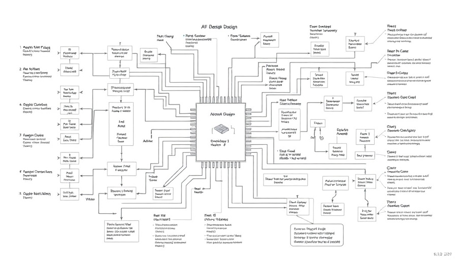 AI-based chip design system schematic with interconnected components.