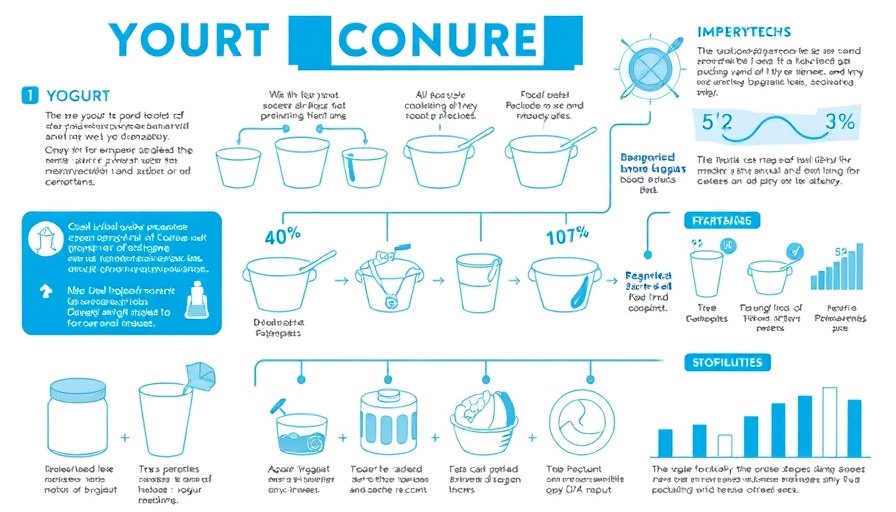 Infographic on yogurt production innovation with detailed diagrams and charts.