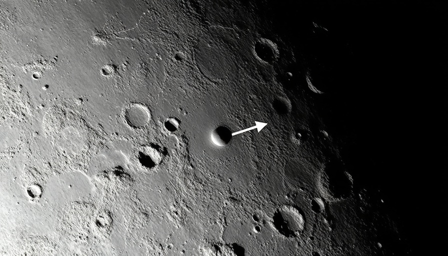 NASA photographs lunar crash site on monochrome surface.