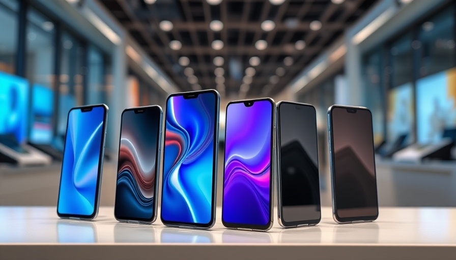 Modern smartphones showcased in a tech store.