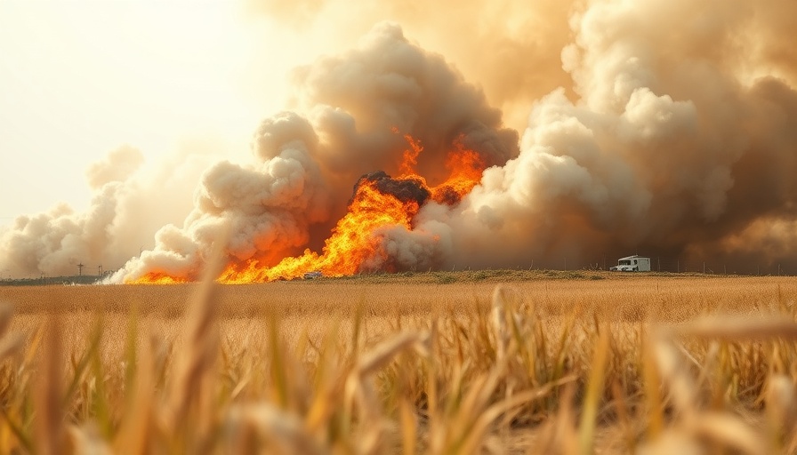 Wildfire management scene with smoke and flames