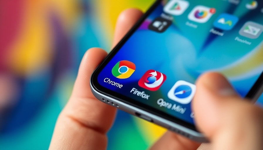Web browser apps on mobile screen including Chrome update.