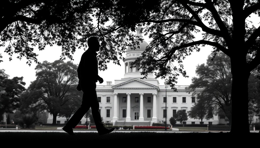 Silhouette of person near government building highlighting Texas Porn ID Law.