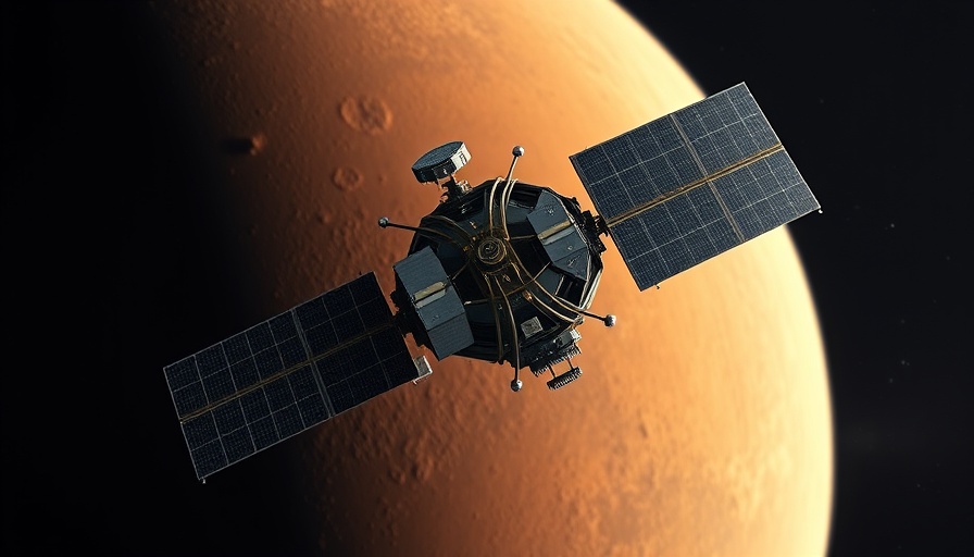 Satellite orbiting Mars highlighting impact of NASA funding cuts.