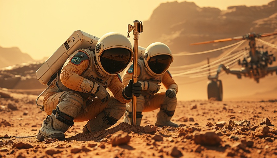 Astronauts conducting Mars Sample Return mission drilling.