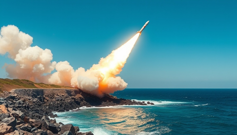 Turkey military buildup illustrated by a missile launch over ocean.