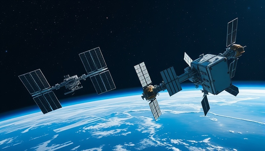 International Space Station and Tiangong against starry backdrop.