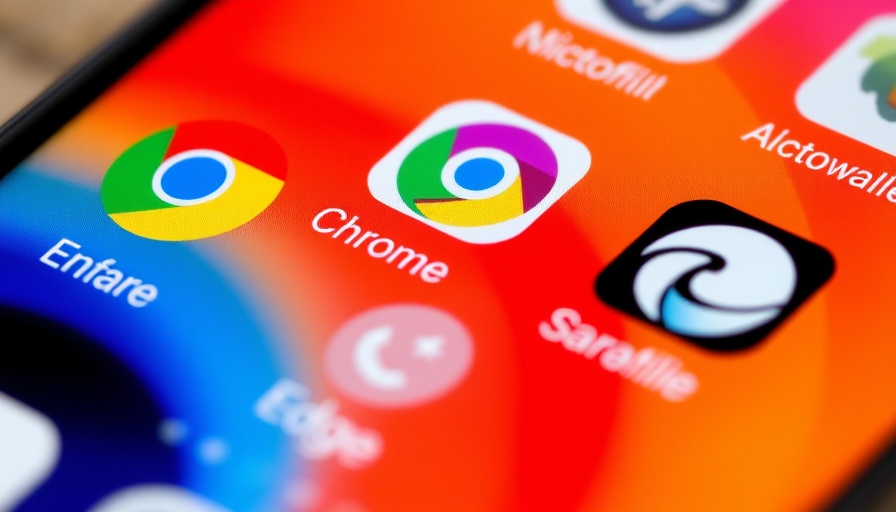 Close-up of browser icons including Chrome and Edge on a smartphone screen.