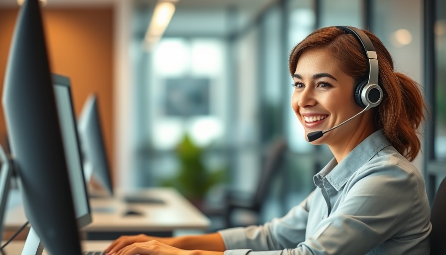 Customer service representative using computer, showing preference over chatbots.
