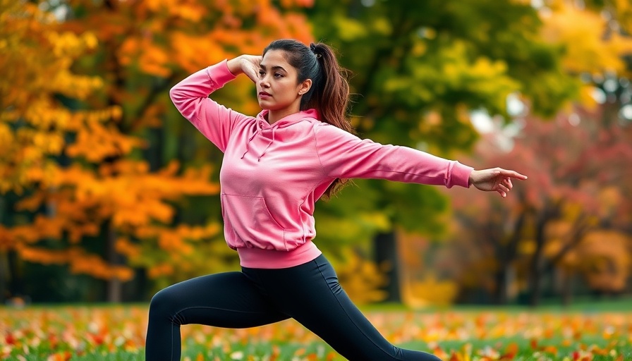 Woman doing warm-up exercises for runners in a park.