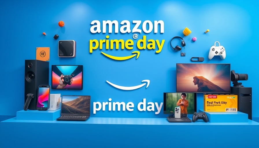 Amazon Prime Day advertisement highlighting great deals on tech gadgets.