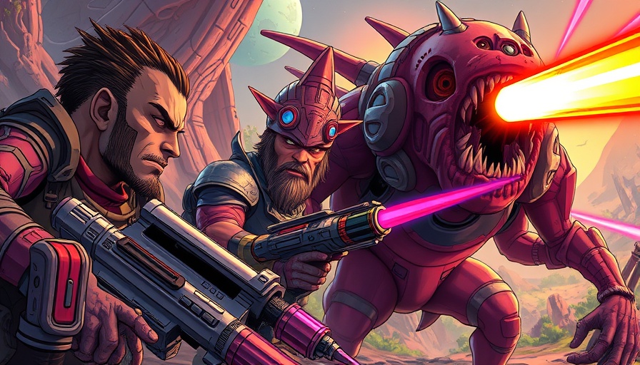Futuristic warriors in vibrant sci-fi battle, Mycopunk game innovation.