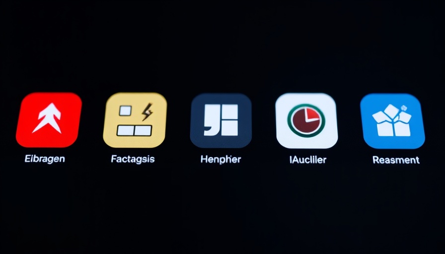 Minimalistic app icons on a dark digital display, showing modern design.