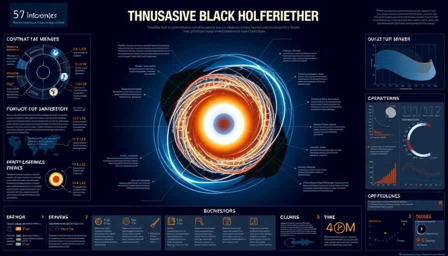 Infographic on massive black hole merger GW230307 with data and diagrams.