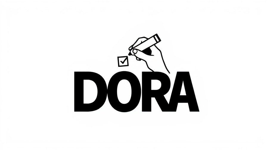 DORA logo with hand completing survey for 2025 DORA survey.