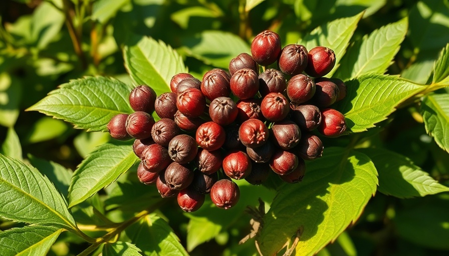 Invasive plant species with AI-tracked berries under sunlight.