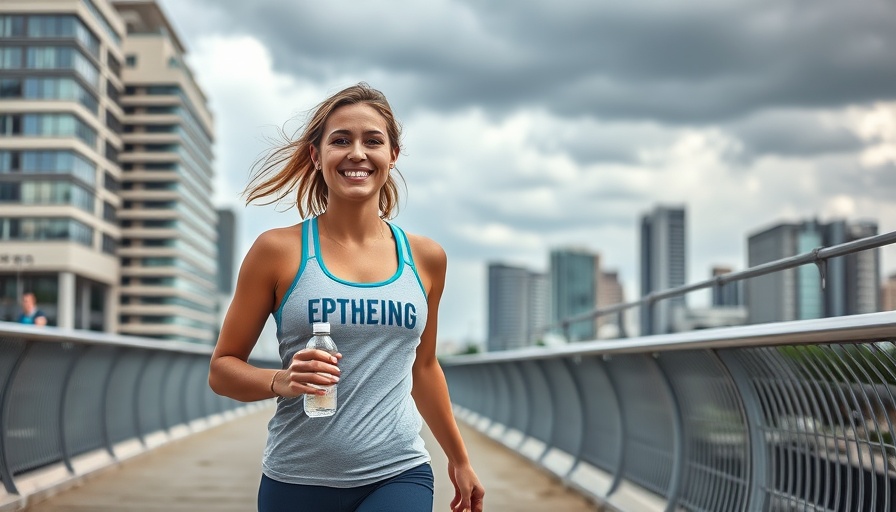 Walking 7000 steps: a young woman enjoying the health benefits of walking on a bridge.