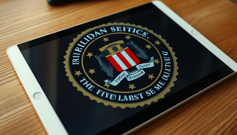 FBI seal on tablet screen implying FBI warning to Android users.