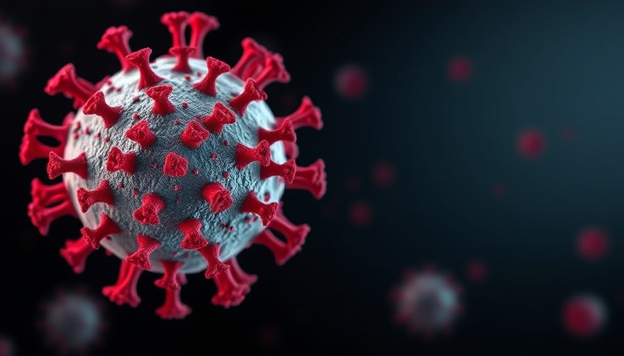 Digital rendering of virus particle with spikes, biology focus